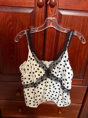 Rachel Zoe Black Lace Trim Polka Dot Camisole Size Large